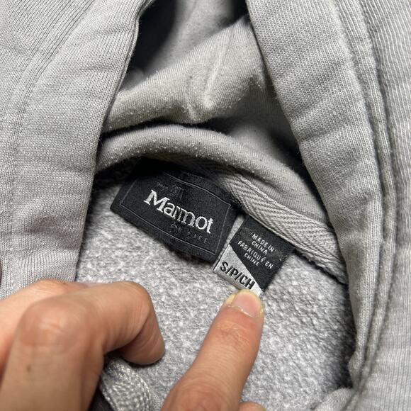 Marmot Hoodie Mens Small Hoody Mountain Pullover Gray Gym Hiking Casual - Picture 3 of 14